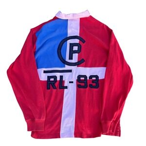 Polo Ralph Lauren CP RL-93 Rugby Shirt Mens Large Red Blue Colorblock Vintage
